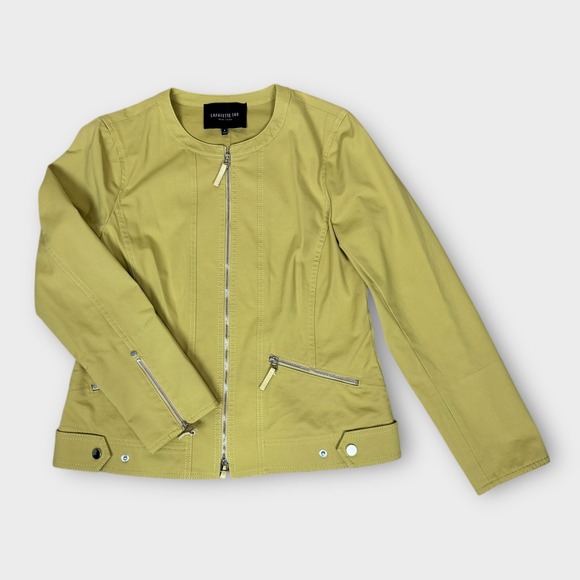 Lafayette 148 NY Moto Style Jacket Women Size 8 Zip Front Zipper Details $1198